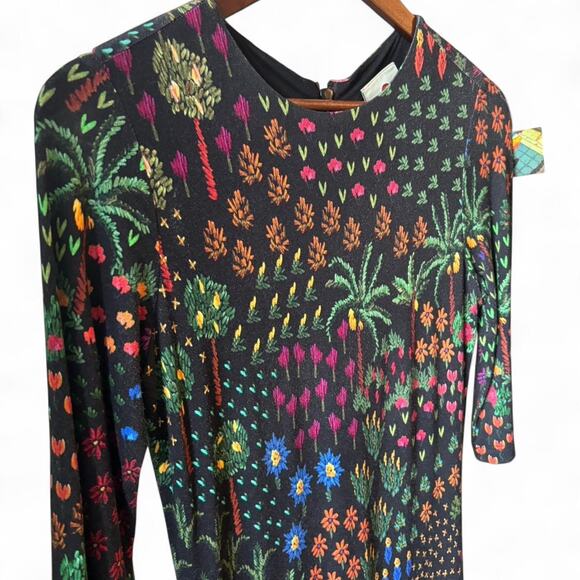 Farm Rio Fruit Garden Jersey Bodycon Midi Dress Black Multicolor Size Small - Picture 3 of 7